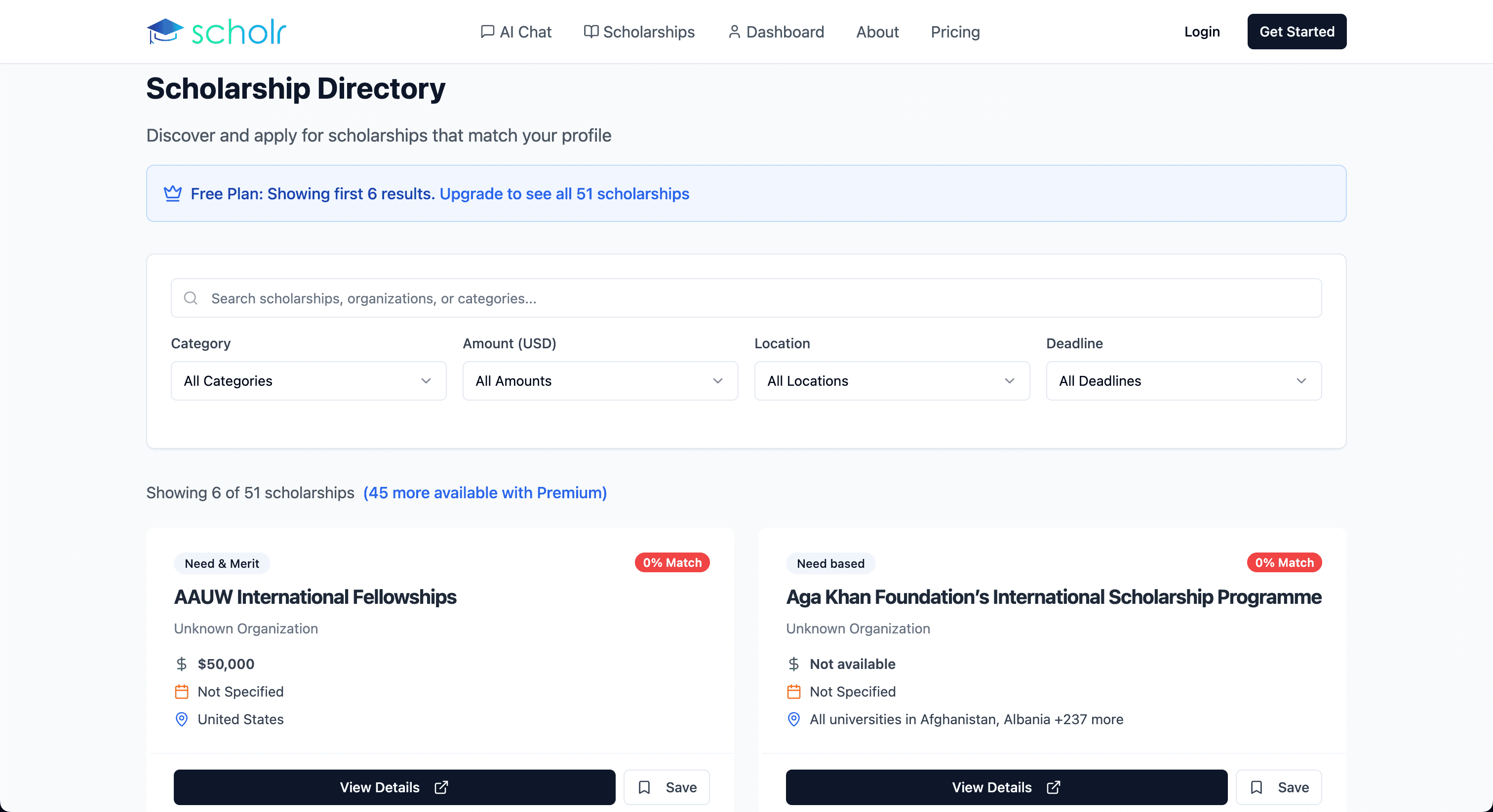 Scholr: AI Financial Aid Discovery 2